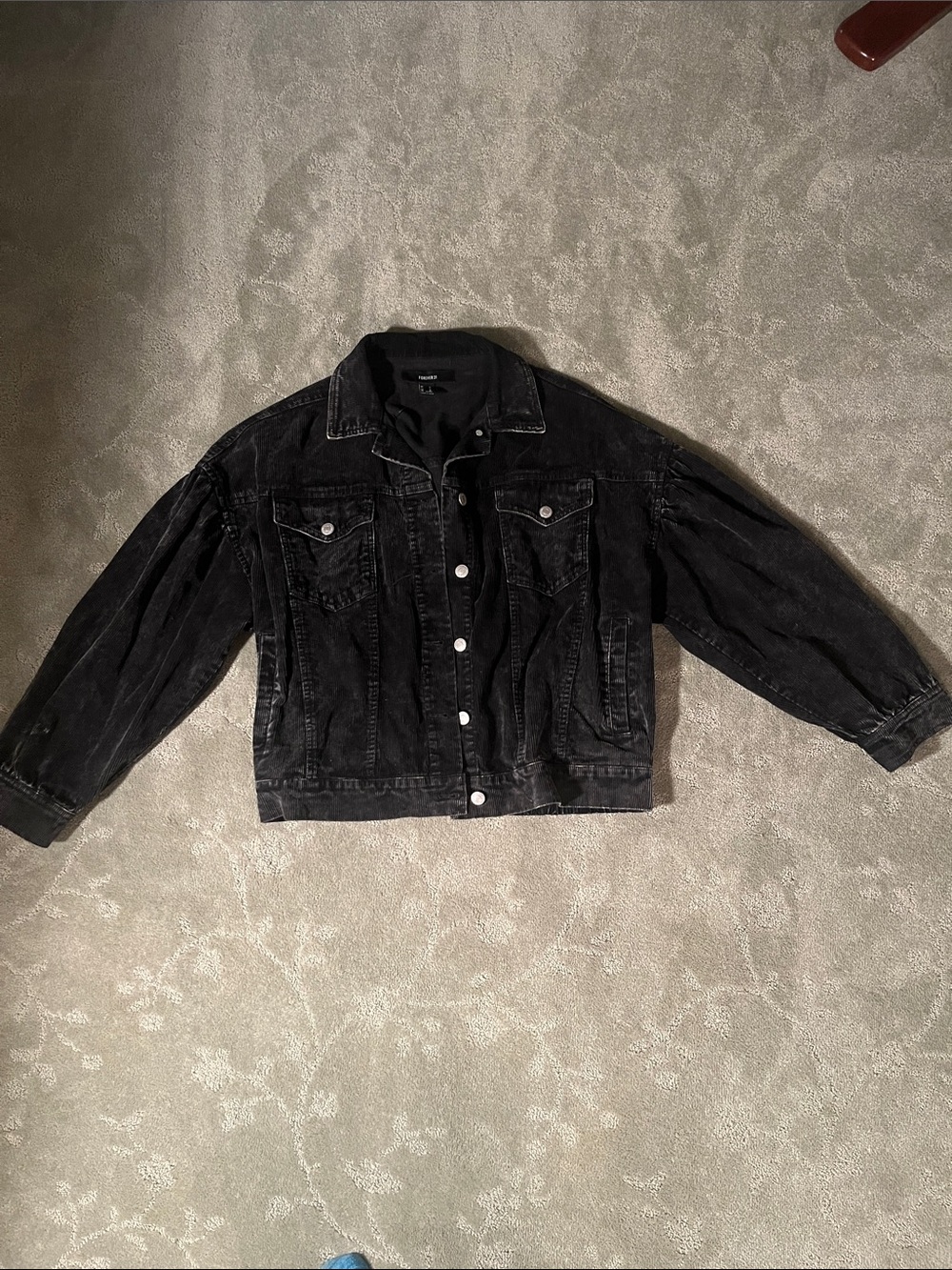 Forever 21 Black Ribbed Collar Jacket